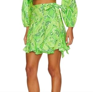 Rhode Green Willow Mini Skirt in Lime Diamond Stitch NWT